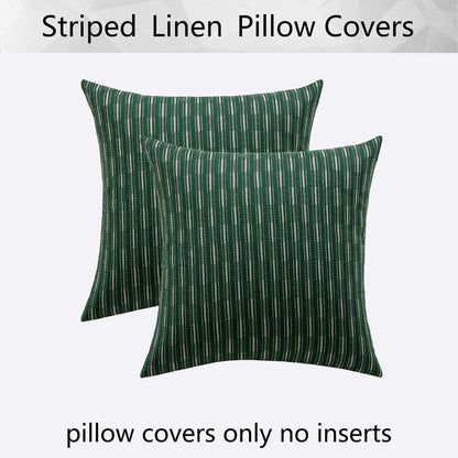 K KEVIN TEXTILE Boho Woven 18x18 Pillow Covers Set of 2 Dark Green