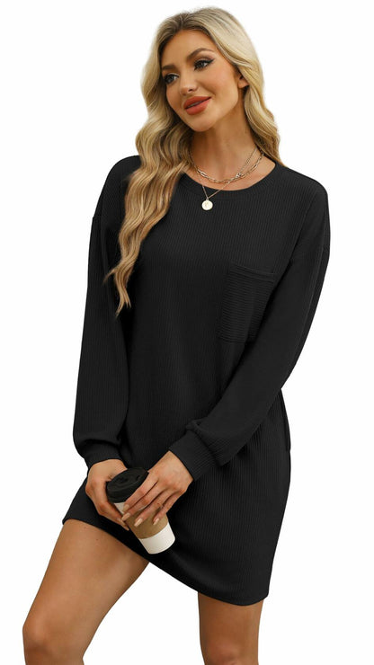 WIHOLL Women's Elegant Long Sleeve Mini Dress Khaki Size S