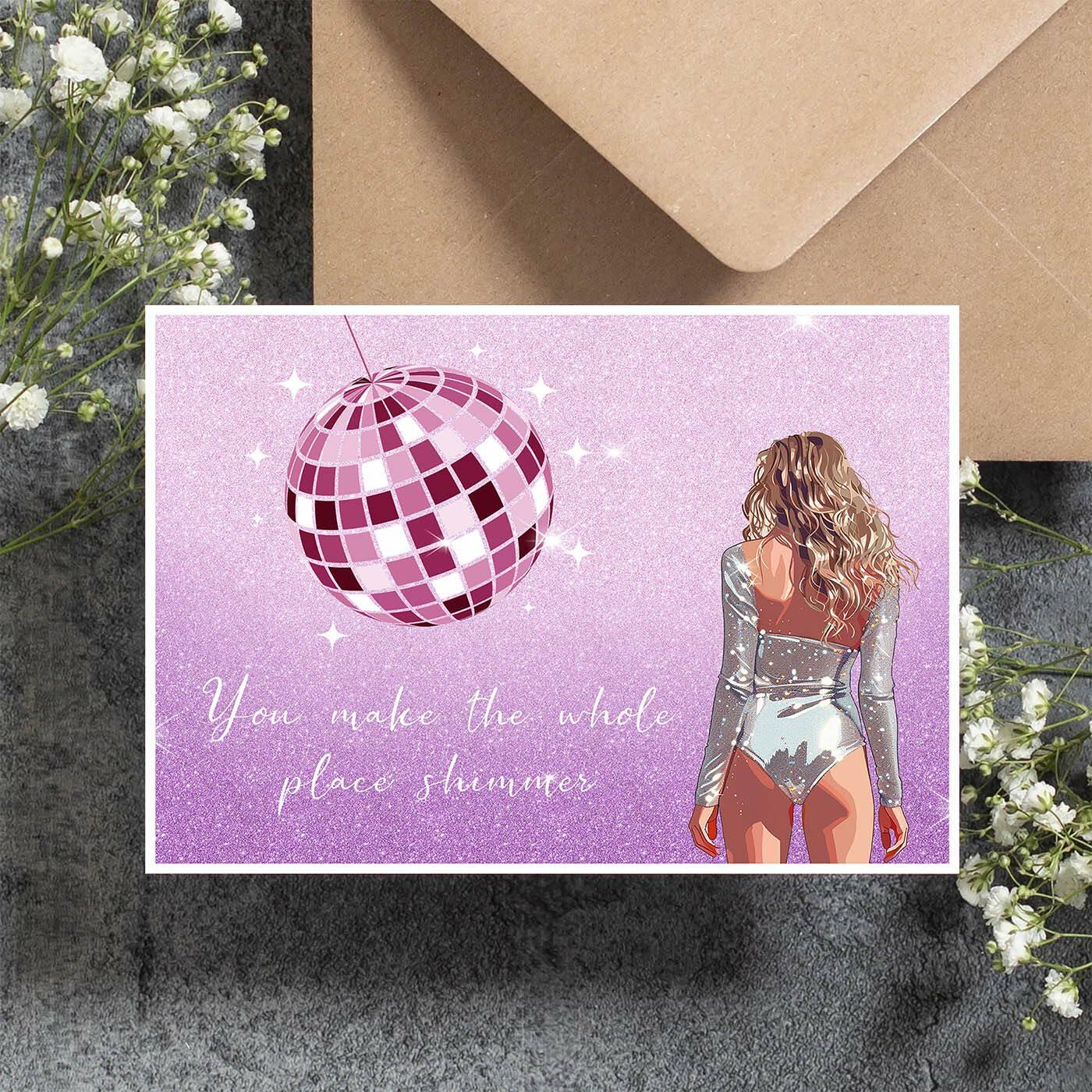 GIFTSFARM Birthday Card for Girls Women Purple Stars Music Theme