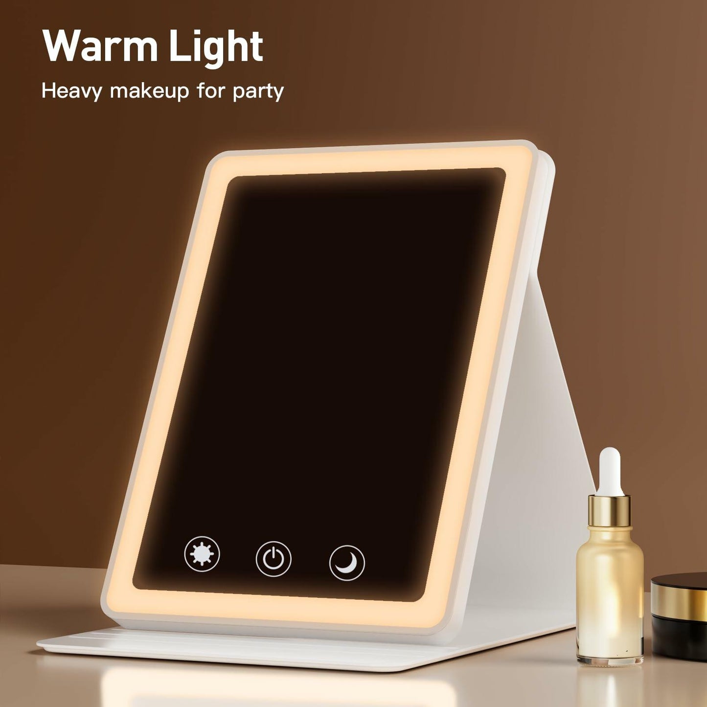 BACK KTCL 2 Pack 2025 Rechargeable Travel Makeup Vanity Mirror 72 LED White
