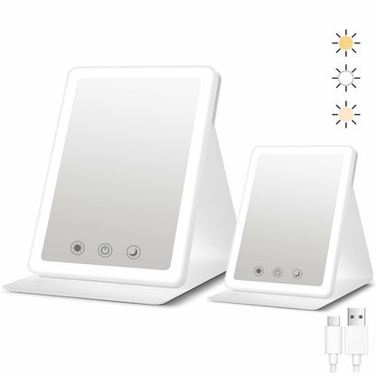 BACK KTCL 2 Pack 2025 Rechargeable Travel Makeup Vanity Mirror 72 LED White