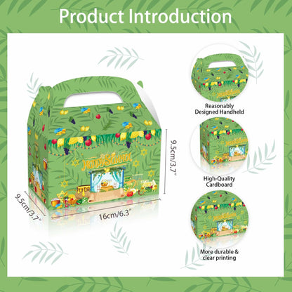 LOONELO Sukkot Party Favor Boxes 12pcs Green Cardstock Gift Bags with Handles