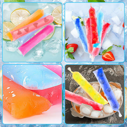 FEBSNOW 160 Disposable Ice Lolly Bags Popsicle Mold Clear 4x12 Inch with Funnel