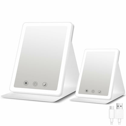 BACK KTCL 2 Pack 2025 Rechargeable Travel Makeup Vanity Mirror 72 LED White