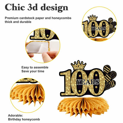 Juesly 50th Birthday Decorations 24PCS Rose Gold Banner Balloons Honeycomb