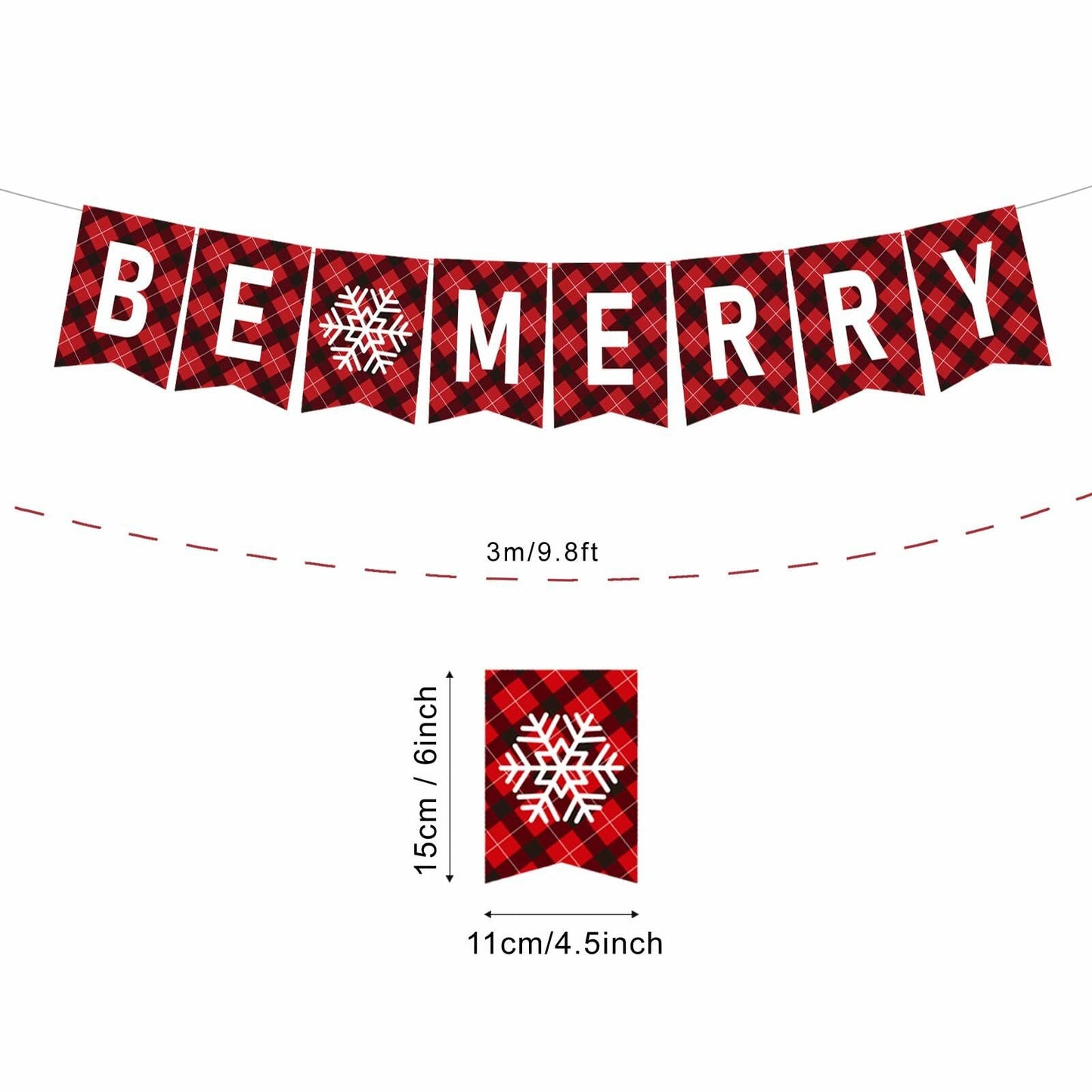 DONCIDAY Merry Christmas Banner Glitter Holiday Party Decorations RED