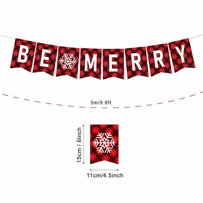 DONCIDAY Merry Christmas Banner Glitter Holiday Party Decorations RED