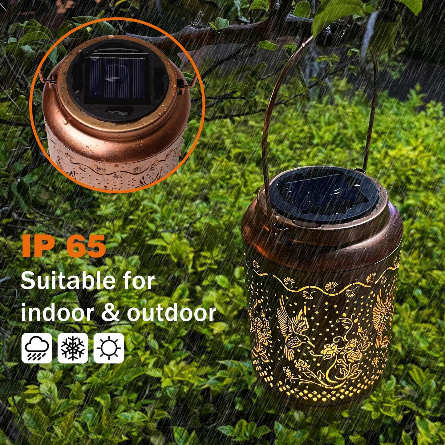MEWOOCUE Solar Waterproof Hummingbird Lantern Outdoor Garden Decor 12x18 Rose