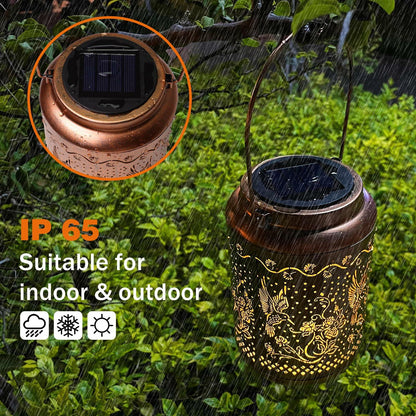 MEWOOCUE Solar Waterproof Hummingbird Lantern Outdoor Garden Decor 12x18 Rose