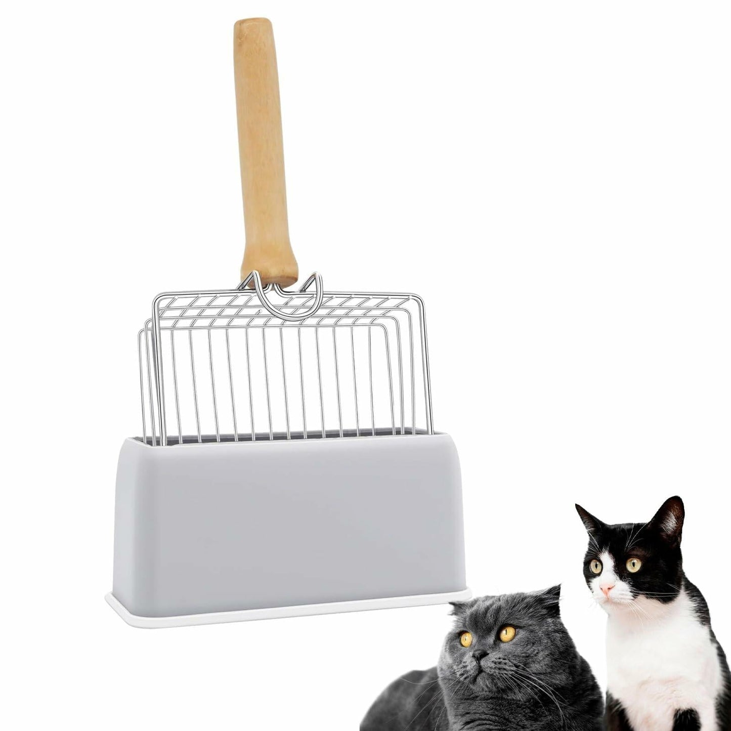 Thirdream Stainless Steel Cat Litter Scoop with Wood Grip Heavy Duty