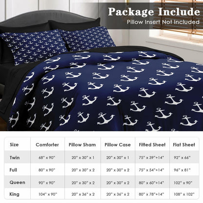 Pamnest Twin Comforter Set Nautical Navy Blue 5 Pcs Bedding Size Twin