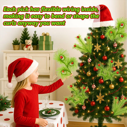 Ruxiel 17 Inch Christmas Tree Picks 6 PCS Lime Green Furry Curly Stems