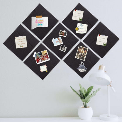 YUSALCEF 12 Pcs Large 11.8" Felt Bulletin Board Tiles Black with 60 Push Pins