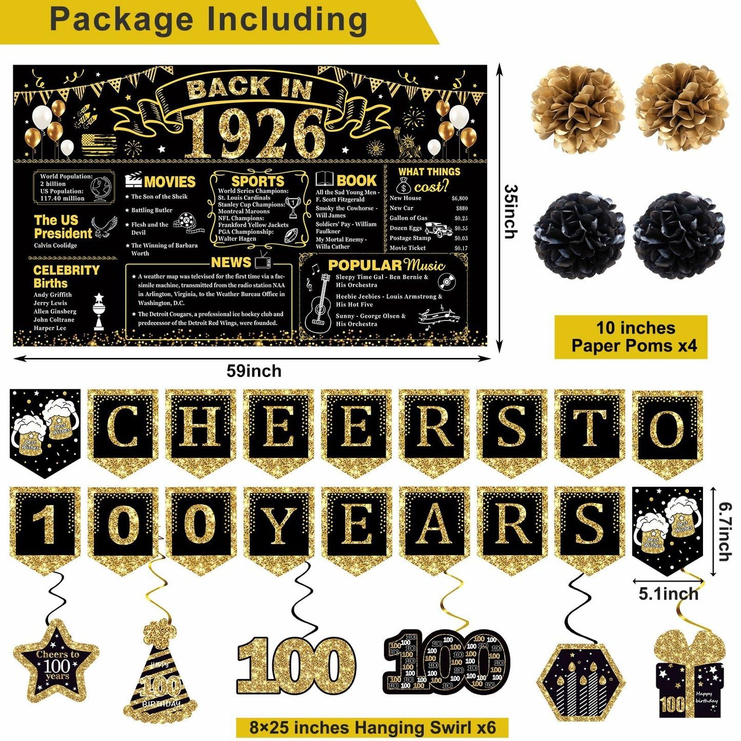 Juesly 50th Birthday Decorations 24PCS Rose Gold Banner Balloons Honeycomb