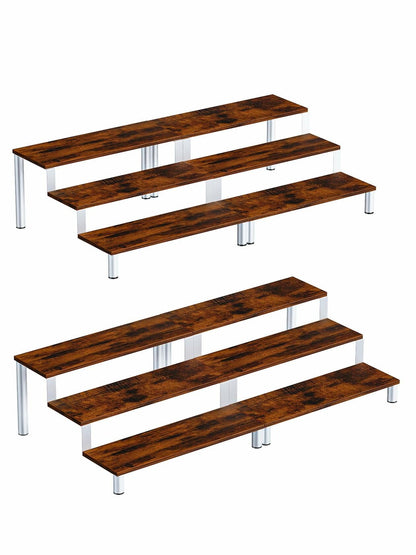 MIMIyasha 3 Tier Wooden Display Stand Riser Organizer White 4 pcs