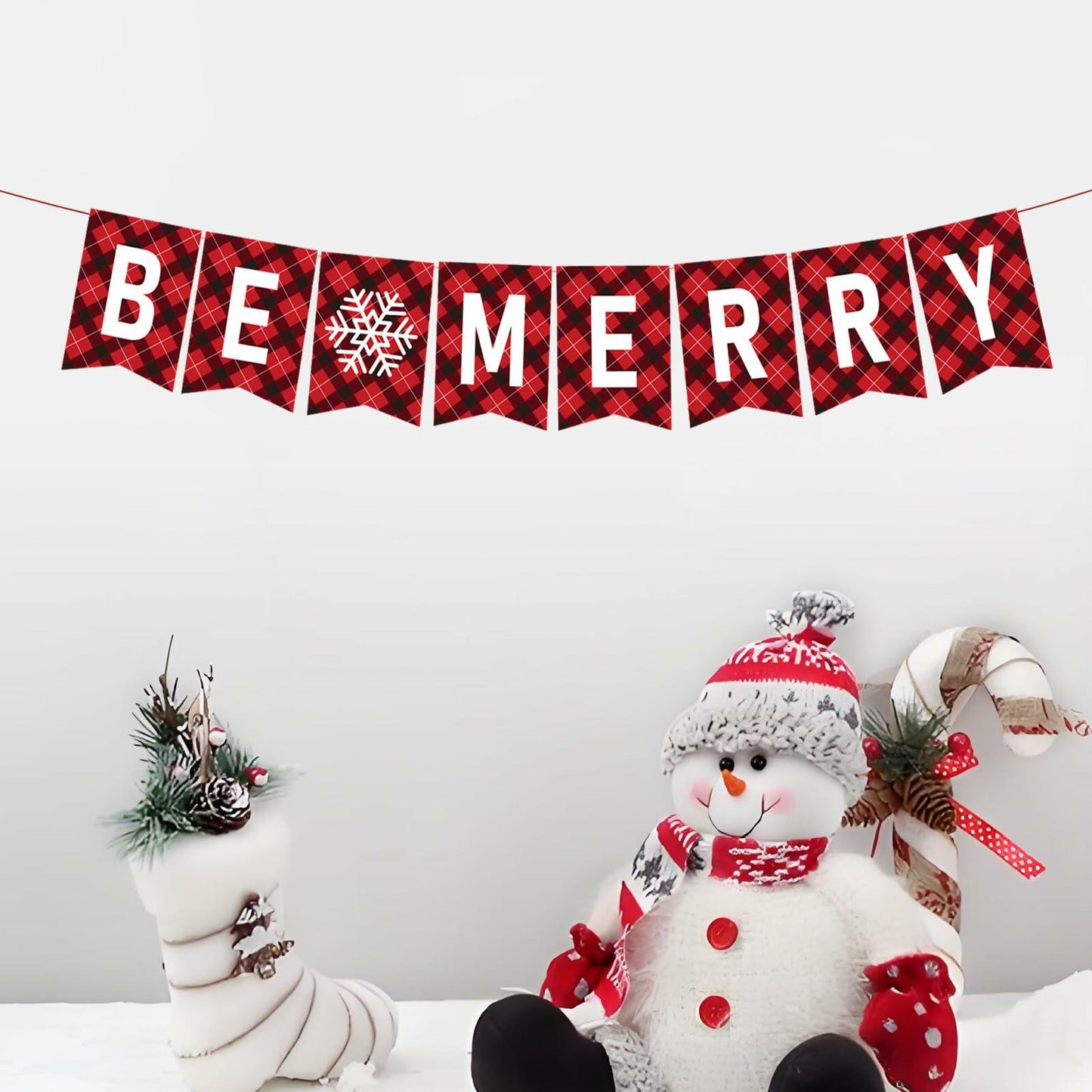 DONCIDAY Merry Christmas Banner Glitter Holiday Party Decorations RED