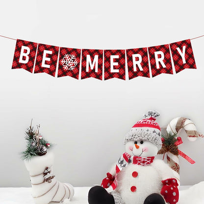 DONCIDAY Merry Christmas Banner Glitter Holiday Party Decorations RED