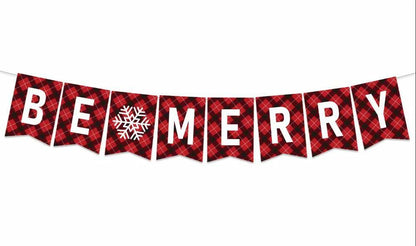 DONCIDAY Merry Christmas Banner Glitter Holiday Party Decorations RED