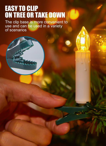 Minetom 50LED Battery Operated Christmas Tree Candles Warm White 48FT 8 Modes