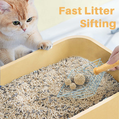 Thirdream Stainless Steel Cat Litter Scoop with Wood Grip Heavy Duty