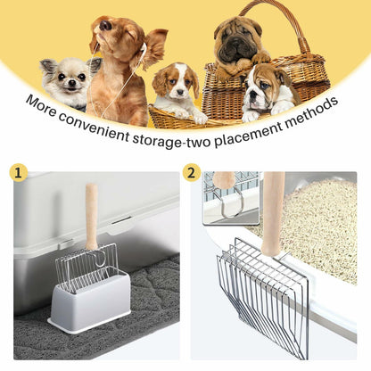 Thirdream Stainless Steel Cat Litter Scoop with Wood Grip Heavy Duty