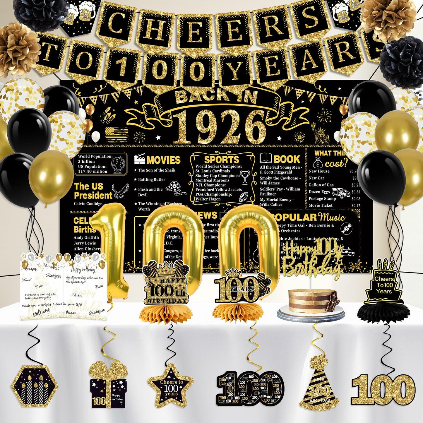 Juesly 50th Birthday Decorations 24PCS Rose Gold Banner Balloons Honeycomb