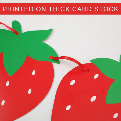 PEUTIER 4pcs Strawberry Party Banners Baby Shower Decorations Red Paper