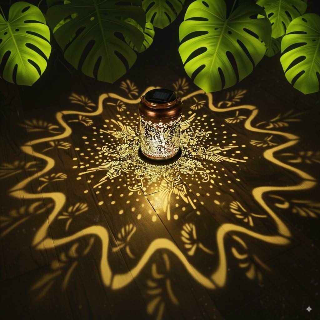 MEWOOCUE Solar Waterproof Hummingbird Lantern Outdoor Garden Decor 12x18 Rose