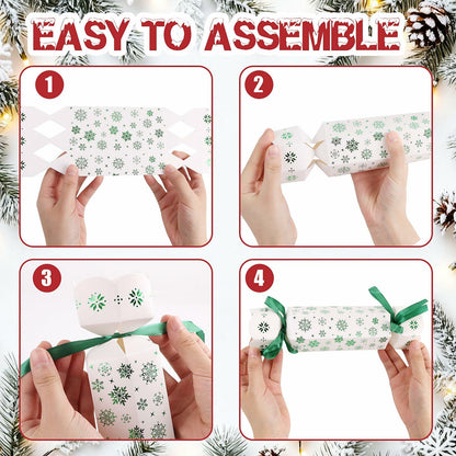 CCINEE Christmas Treat Boxes 24 Pack DIY Snowflake Ribbon Red Paper