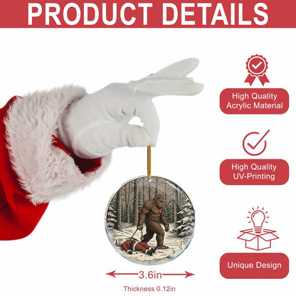 ROCI Bigfoot Killed Santa Christmas Ornament 3.6in Acrylic Funny Gag Gift