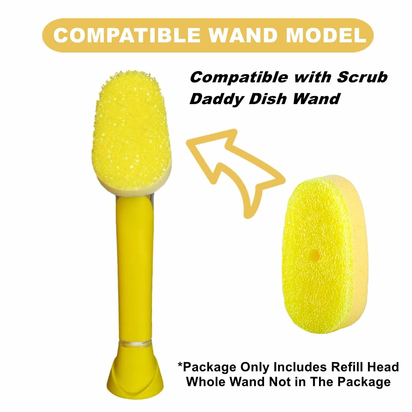 Yieyosd Compatible Dish Daddy Refill Heads 4Pack Yellow Sponge Refills