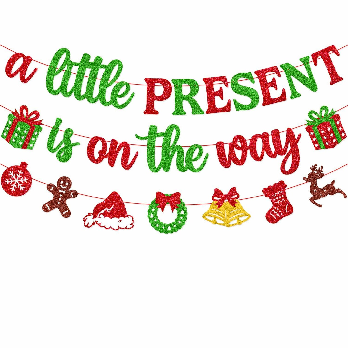 Ruicenbabiii Red A Little Present Is on the Way Baby Shower Banner Christmas