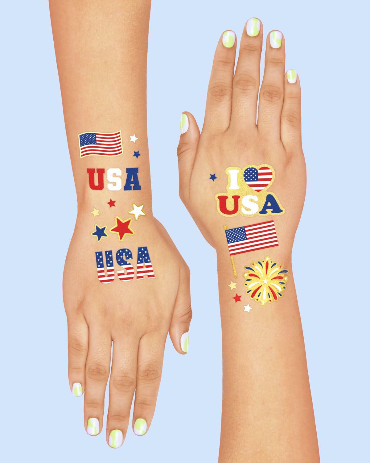 xo, Fetti Fourth of July Tattoos 70 Styles Red White Blue Gold Patriotic