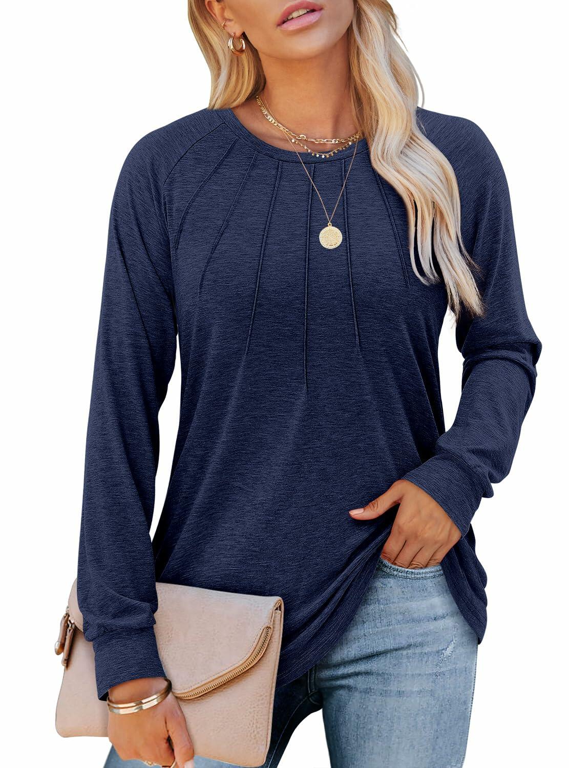 onlypuff Womens Plus Size 3X Navy Long Sleeve Tunic Top 3X