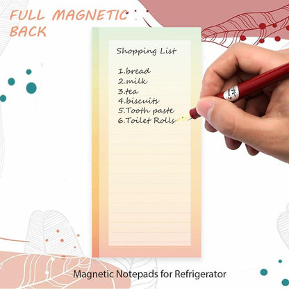 Henzavk 4 Pack Magnetic Notepads Refrigerator Full Magnet Back 50 Sheets
