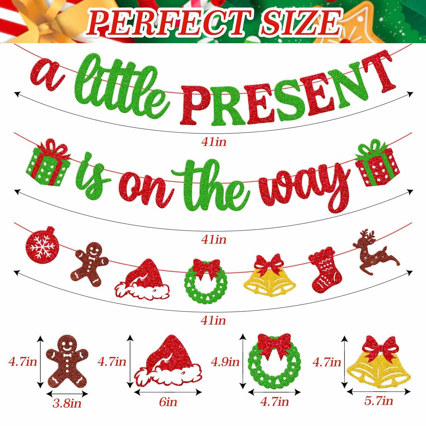 Ruicenbabiii Red A Little Present Is on the Way Baby Shower Banner Christmas