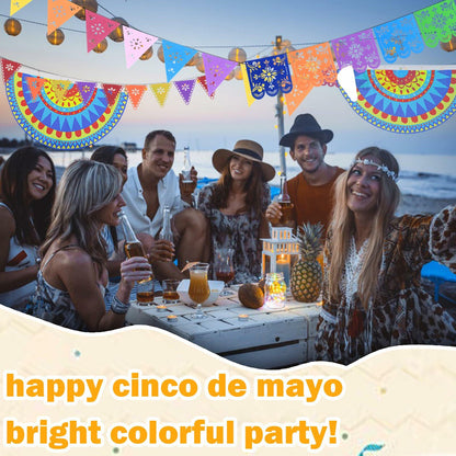 WUEURU Fiesta Decorations Cinco De Mayo Centerpiece Rainbow Mexican 15Pcs