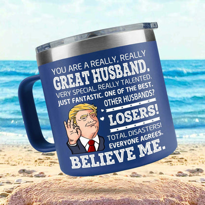 BECHUSKY Christmas Mug for Husband - Stainless Steel 14oz Best Hubby Ever