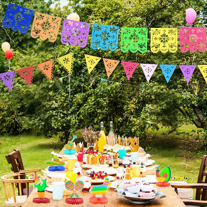 WUEURU Fiesta Decorations Cinco De Mayo Centerpiece Rainbow Mexican 15Pcs