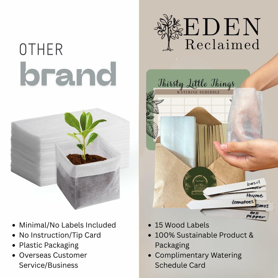 Eden Reclaimed 15-Pack Biodegradable 3.5" Plant Grow Bags with Labels