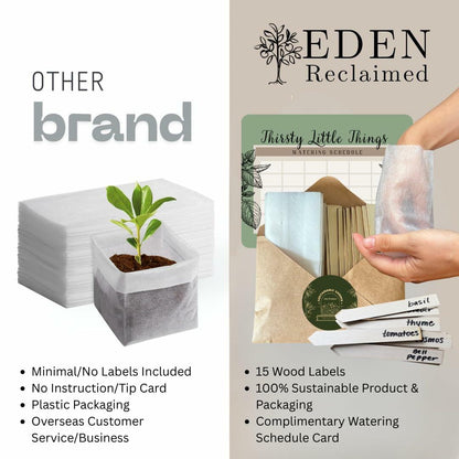 Eden Reclaimed 15-Pack Biodegradable 3.5" Plant Grow Bags with Labels