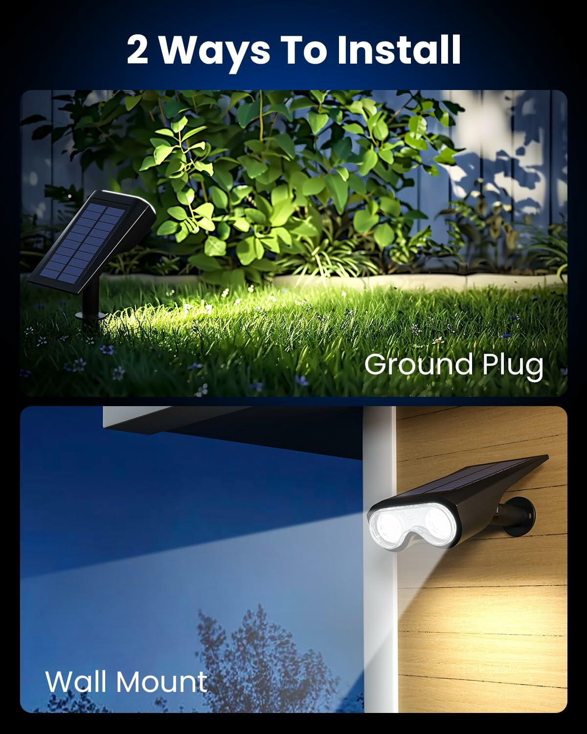 HMDecor Solar Spot Lights Outdoor IP67 Waterproof 4 Pack Cold White 6500K