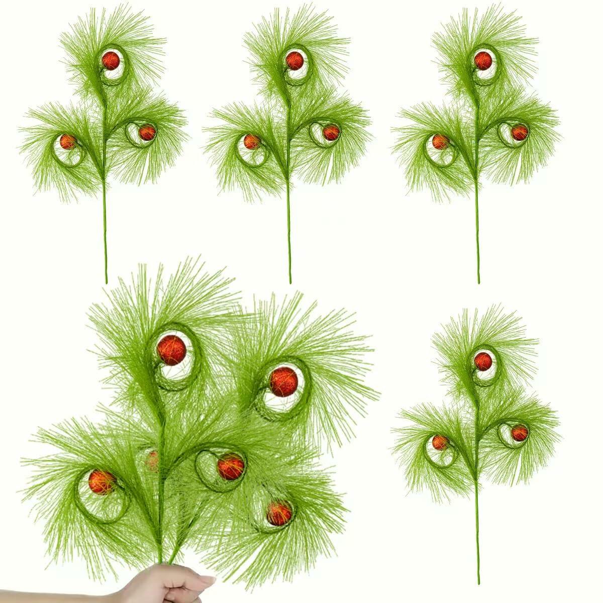 babyye 6 Pcs Christmas Tree Topper 17in Green Curly Plush Decorations