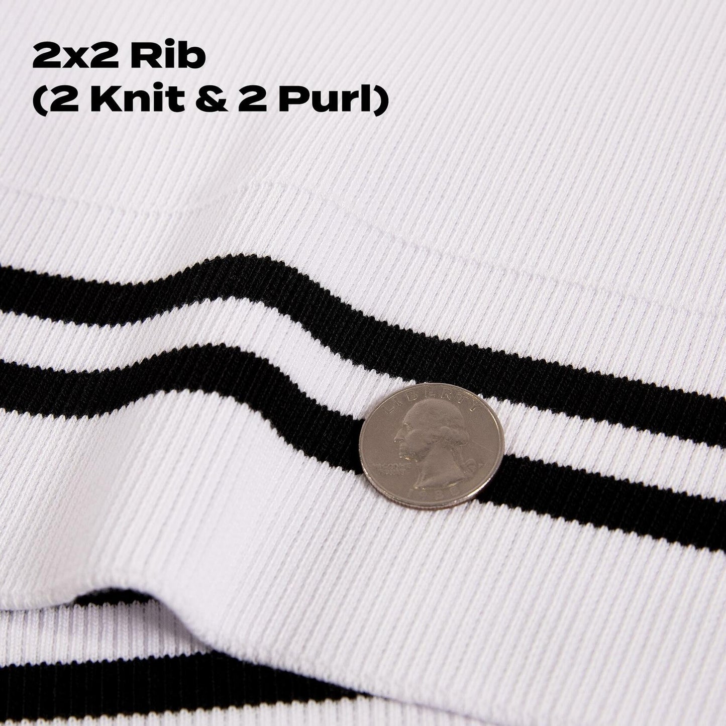 ONLY 2x2 Striped Rib Knit Fabric White 6x35 Inches Polyester Spandex
