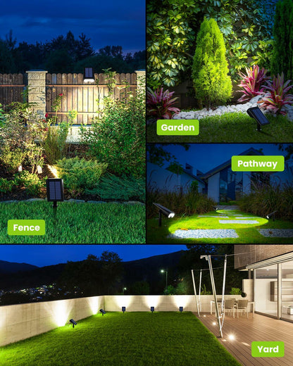 HMDecor Solar Spot Lights Outdoor IP67 Waterproof 4 Pack Cold White 6500K