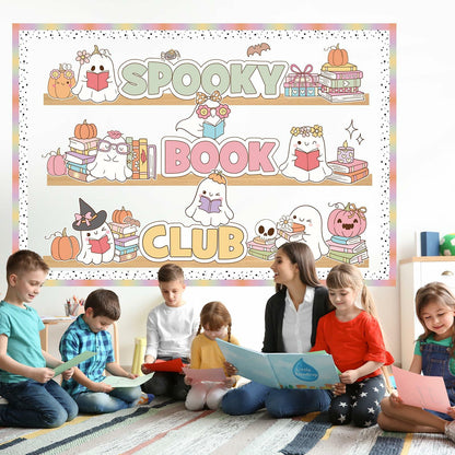 Pasimy Spooky Book Club Bulletin Board Set Ghost Halloween Classroom Decor