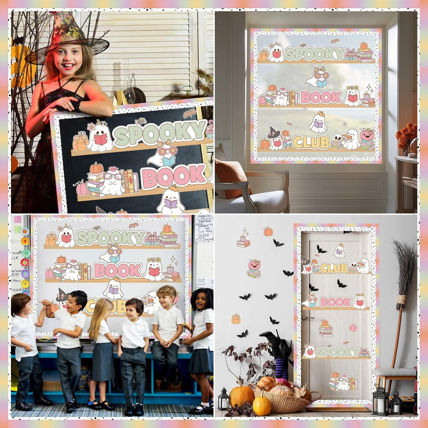 Pasimy Spooky Book Club Bulletin Board Set Ghost Halloween Classroom Decor