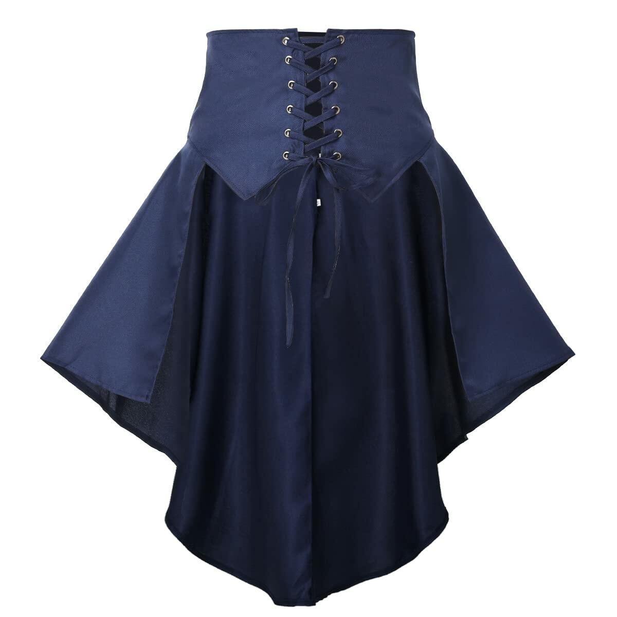 COSDREAMER Steampunk Ruffle Pirate Corset Skirt Belt Blue Size XL