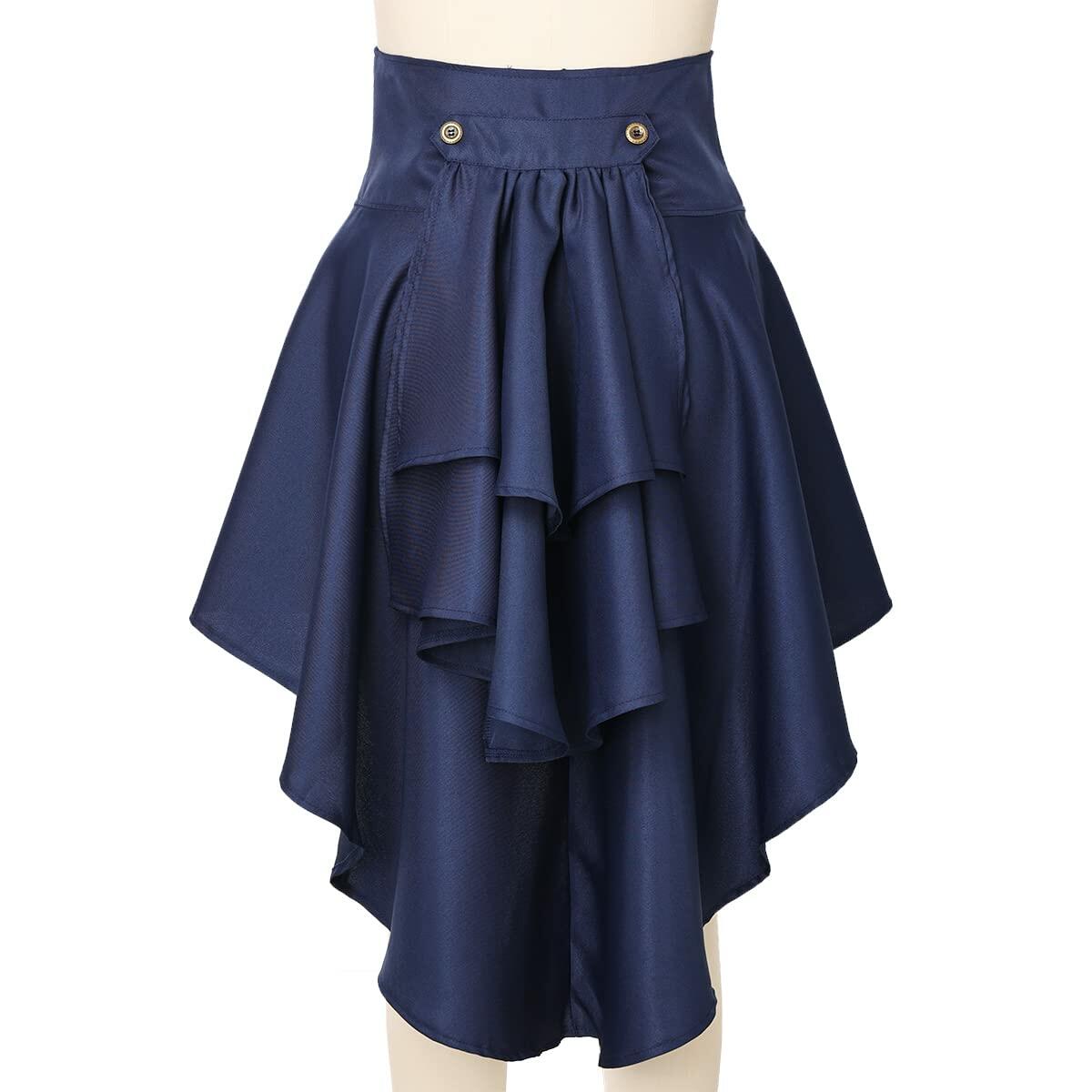 COSDREAMER Steampunk Ruffle Pirate Corset Skirt Belt Blue Size XL