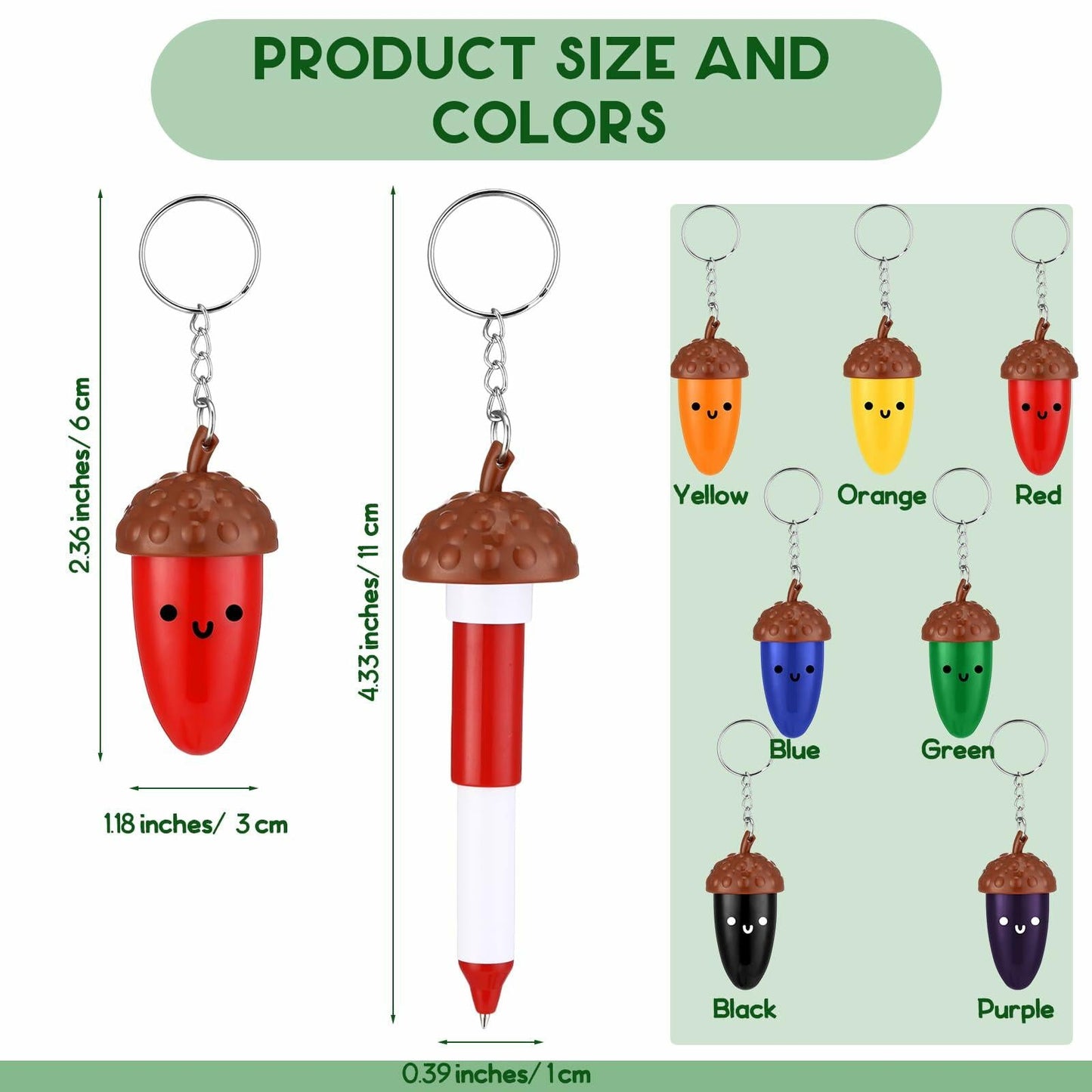 Sayglossy 21 Pcs Mini Acorn Cartoon Retractable Ballpoint Pens Bulk Cute Fall